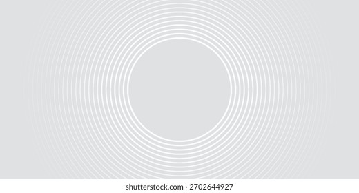 Abstrakte, weiß leuchtende geometrische Linien auf grauem Hintergrund. Moderne glänzende blaue Kreislinien Muster. Futuristisches Technologiekonzept. Anzug für Cover, Plakat,