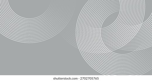 Líneas geométricas brillantes blancas Abstractas sobre fondo gris. Modelo azul brillante moderno de las líneas circulares. Ilustración vectorial moderna del diseño eps10 