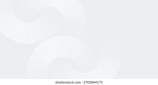 Abstract white glowing geometric lines on gray background. Modern shiny blue circle lines pattern. Futuristic technology concept. Suit for cover, poster, banner, brochure, header, vector modern

