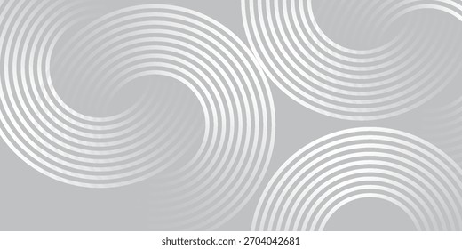 Abstrakte, weiß leuchtende geometrische Linien auf grauem Hintergrund. Moderne glänzende blaue Kreislinien Muster. Futuristisches Technologiekonzept. Vektor