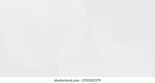 Líneas geométricas brillantes blancas Abstractas sobre fondo gris. Moderno patrón de líneas de círculo azul brillante. Concepto de tecnología futurista.