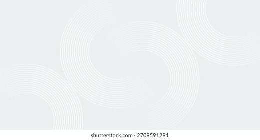 Abstract white glowing geometric lines on gray background. Modern shiny blue circle lines pattern. Futuristic technology concept.