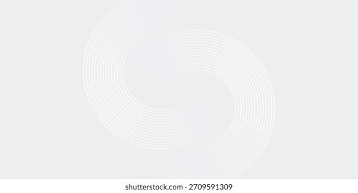 Líneas geométricas brillantes blancas Abstractas sobre fondo gris. Moderno patrón de líneas de círculo azul brillante. Concepto de tecnología futurista.