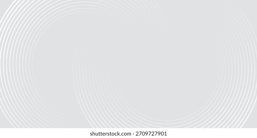 Abstract white glowing geometric lines on gray background. Modern shiny blue circle lines pattern. Futuristic technology concept