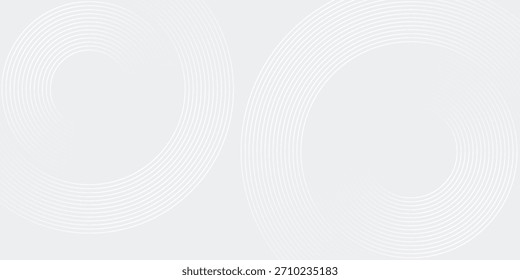Abstract white glowing geometric lines on gray background. Modern shiny blue circle lines pattern. Futuristic technology concept style