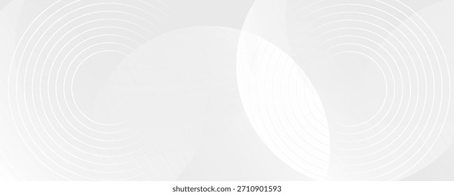 Linhas geométricas brilhantes em branco abstrato sobre fundo cinza. Padrão moderno de linhas de círculo azul brilhante. Conceito de tecnologia futurista. Terno para capa, cartaz, banner, brochura, cabeçalho, vetor de site