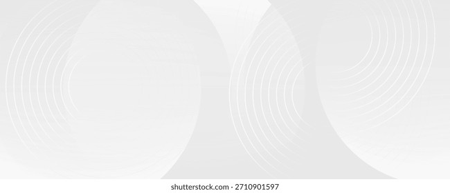 Abstrakte, weiß leuchtende geometrische Linien auf grauem Hintergrund. Moderne glänzende blaue Kreislinien Muster. Futuristisches Technologiekonzept. Anzug für Cover, Poster, Banner, Broschüre, Header, Vektorgrafik der Website