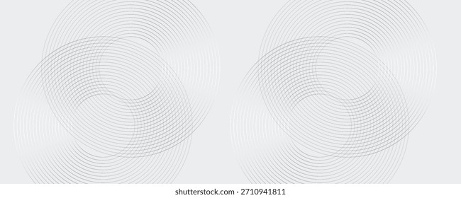 Abstract white glowing geometric lines on gray background. Modern shiny blue circle lines pattern. Futuristic technology concept. Suit for cover, poster, banner, brochure, header, vector modern

