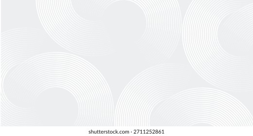 Líneas geométricas brillantes blancas Abstractas sobre fondo gris. Moderno patrón de líneas de círculo azul brillante. Estilo de concepto de tecnología futurista