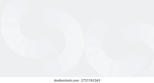 Líneas geométricas brillantes blancas Abstractas sobre fondo gris. Moderno patrón de líneas de círculo azul brillante. Concepto de tecnología futurista. Traje para la cubierta, cartel, Anuncio, folleto, cabecera, Vector moderno