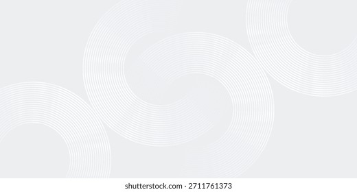 Líneas geométricas brillantes blancas Abstractas sobre fondo gris. Moderno patrón de líneas de círculo azul brillante. Concepto de tecnología futurista. Traje para la cubierta, cartel, Anuncio, folleto, cabecera, Vector moderno