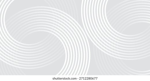 Líneas geométricas brillantes blancas Abstractas sobre fondo gris. Moderno patrón de líneas de círculo azul brillante. Concepto de tecnología futurista. Traje para la cubierta, cartel,