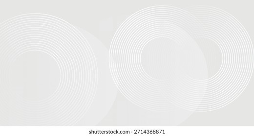 Abstract white glowing geometric lines on gray background. Modern shiny blue circle lines pattern. Futuristic technology concept. Suit for cover, poster, banner, brochure, header, website vector