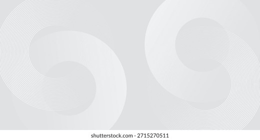 Linhas geométricas brilhantes em branco abstrato sobre fundo cinza. Padrão moderno de linhas de círculo azul brilhante. Conceito de tecnologia futurista

