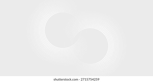 Líneas geométricas brillantes blancas Abstractas sobre fondo gris. Moderno patrón de líneas de círculo azul brillante. Concepto de tecnología futurista. Traje para la cubierta, cartel, Anuncio, folleto, cabecera, Vector del Sitio web