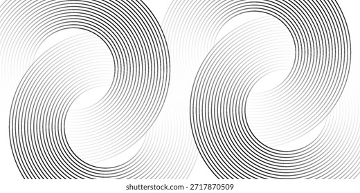 Abstract white glowing geometric lines on gray background. Modern circle lines pattern. Minimal geometric design. Futuristic concept. Eps 10