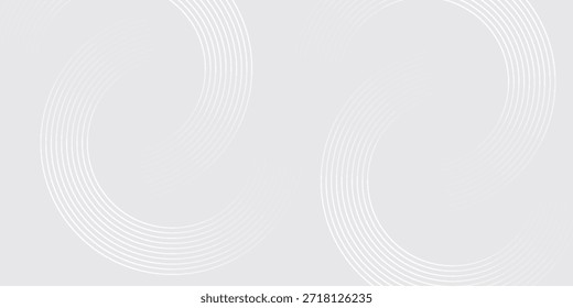 Líneas geométricas brillantes blancas Abstractas sobre fondo gris. Moderno patrón de líneas de círculo azul brillante. Concepto de tecnología futurista. Traje para la cubierta, cartel,