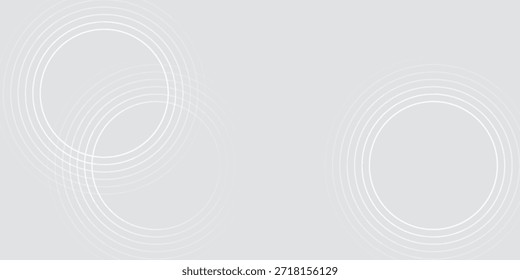 Abstract white glowing geometric lines on gray background. Modern shiny blue circle lines pattern. Futuristic technology concept. Suit for cover, poster,
