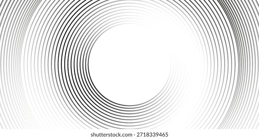 Abstract white glowing geometric lines on gray background. Modern shiny blue circle lines pattern. Futuristic technology concept. Suit for cover, poster, banner, brochure, header, website vector