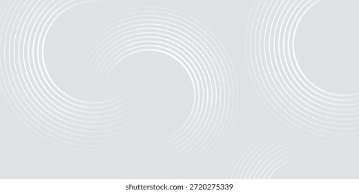 Abstract white glowing geometric lines on gray background. Modern shiny blue circle lines pattern. Futuristic technology concept. Suit for cover, poster,