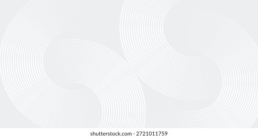 Líneas geométricas brillantes blancas Abstractas sobre fondo gris. Moderno patrón de líneas de círculo azul brillante. Concepto de tecnología futurista.


