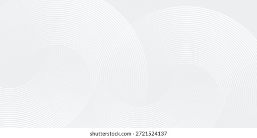 Líneas geométricas brillantes blancas Abstractas sobre fondo gris. Modelo azul brillante moderno de las líneas circulares. ilustraciones Arte vectorial