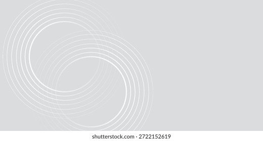 Líneas geométricas brillantes blancas Abstractas sobre fondo gris. Moderno patrón de líneas de círculo azul brillante. Concepto de tecnología futurista. Traje para la cubierta, cartel,