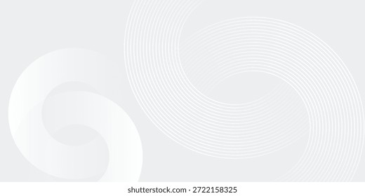 Líneas geométricas brillantes blancas Abstractas sobre fondo gris. Moderno patrón de líneas de círculo azul brillante. Concepto de tecnología futurista

