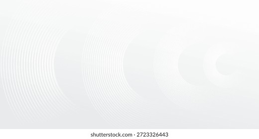 Líneas geométricas brillantes blancas Abstractas sobre fondo gris. Moderno patrón de líneas de círculo azul brillante. Concepto de tecnología futurista. Traje para la cubierta,