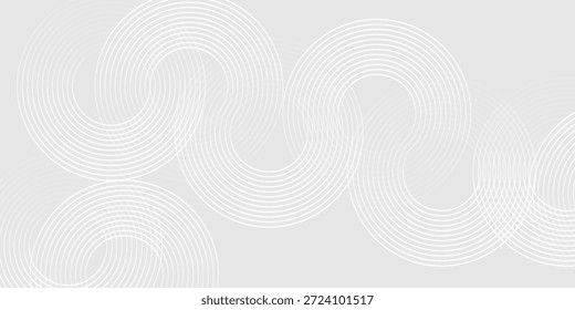 Linhas geométricas brilhantes em branco abstrato sobre fundo cinza. Padrão moderno de linhas de círculo azul brilhante. Conceito de tecnologia futurista. banners, cartazes, cartões, papéis de parede, sites. background