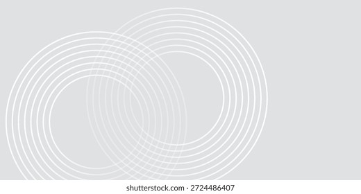 Abstract white glowing geometric lines on gray background. Modern shiny blue circle lines pattern. Futuristic technology concept. Suit for cover, poster,