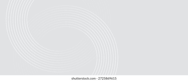 Abstrakte, weiß leuchtende geometrische Linien auf grauem Hintergrund. Modernes glänzendes blaues Kreislinienmuster