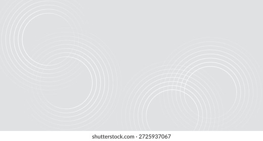 Abstract white glowing geometric lines on gray background. Modern shiny blue circle lines pattern. Futuristic technology concept. Suit for cover, poster,