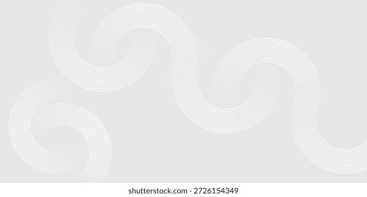 Abstract white glowing geometric lines on gray background. Modern shiny blue circle lines pattern. Futuristic technology concept.  banners, posters, cards, wallpapers, sites. background