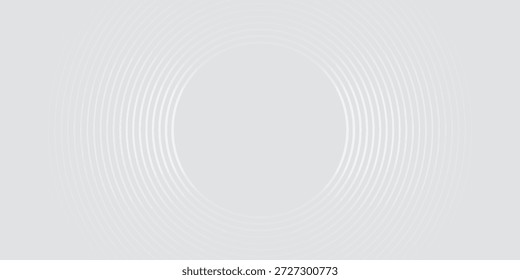Linhas geométricas brilhantes em branco abstrato sobre fundo cinza. Padrão moderno de linhas de círculo azul brilhante. Conceito de tecnologia futurista. Naipe para capa 