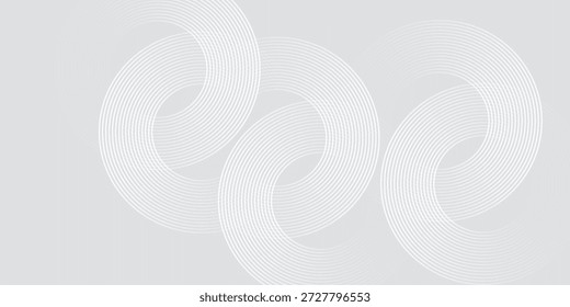 Líneas geométricas brillantes blancas Abstractas sobre fondo gris. Moderno patrón de líneas de círculo azul brillante. Concepto de tecnología futurista. Traje para la cubierta, cartel,