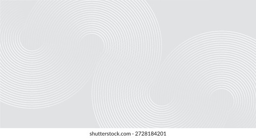 Líneas geométricas brillantes blancas Abstractas sobre fondo gris. Modelo azul brillante moderno de las líneas del círculo. Concepto de tecnología futurista

