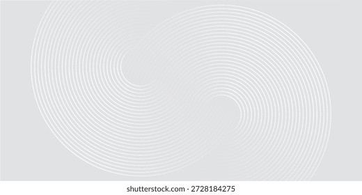 Líneas geométricas brillantes blancas Abstractas sobre fondo gris. Modelo azul brillante moderno de las líneas del círculo. Concepto de tecnología futurista

