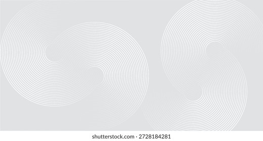 Líneas geométricas brillantes blancas Abstractas sobre fondo gris. Modelo azul brillante moderno de las líneas del círculo. Concepto de tecnología futurista

