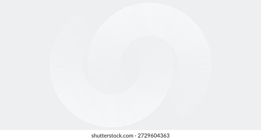 Abstract white glowing geometric lines on gray background. Modern shiny blue circle lines pattern. Futuristic technology concept. Suit for cover, poster, banner, brochure, header, vector modern