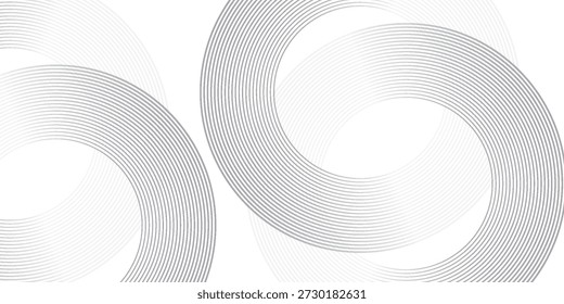 Linhas geométricas brancas brilhantes abstratas sobre fundo cinza. Padrão de linhas de círculo azul brilhante moderno. Conceito de tecnologia futurista. Terno para capa, cartaz, banner, brochura, cabeçalho, vetor moderno