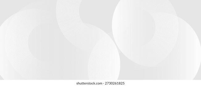 Abstract white glowing geometric lines on gray background. Modern shiny blue circle lines pattern. Futuristic technology concept. Suit for cover, poster, banner, brochure, header, modern