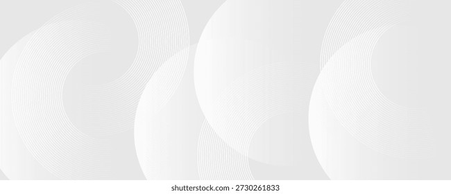 Líneas geométricas brillantes blancas Abstractas sobre fondo gris. Moderno patrón de líneas de círculo azul brillante. Concepto de tecnología futurista. Traje para la cubierta, cartel, Anuncio, folleto, cabecera, Vector