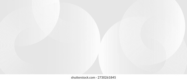 Abstract white glowing geometric lines on gray background. Modern shiny blue circle lines pattern. Futuristic technology concept. Suit for cover, poster, banner, brochure, header, design