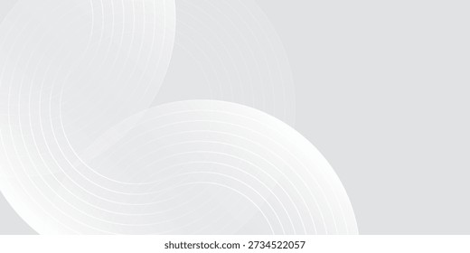 Abstract white glowing geometric lines on gray background. Modern shiny blue circle lines pattern. Futuristic technology concept. Suit for cover, poster,
