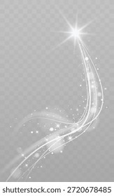 Estela de estrella brillante blanca Abstractas con partículas brillantes aisladas sobre fondo transparente