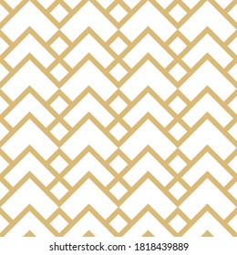 Abstract white and gold background. Seamless vector patterns. Stylish wallpaper with regular repetition of angular shapes, rhombus, line. Modern minimalist background. Lattice graphic design.