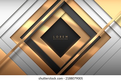 Abstract white gold and black luxury geometric shapes background