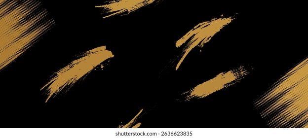 Abstract White and Gold Brush Texture Background with Halftone Effect. Brushstroke Illustration for Banners, Posters or Sports.