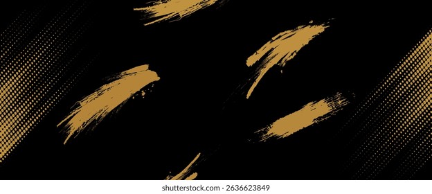 Abstract White and Gold Brush Texture Background with Halftone Effect. Brushstroke Illustration for Banners, Posters or Sports.